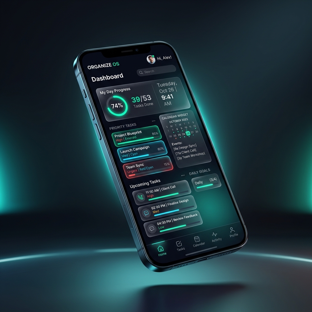 OrganizeOS App Mobile Mockup
